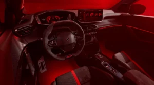 Intérieur de la Peugeot e-208 GTi 2025
