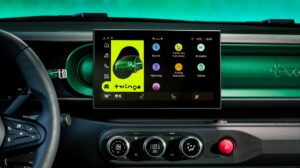 Intérieur de la Renault Twingo E-Tech 2026 Vert Absolu