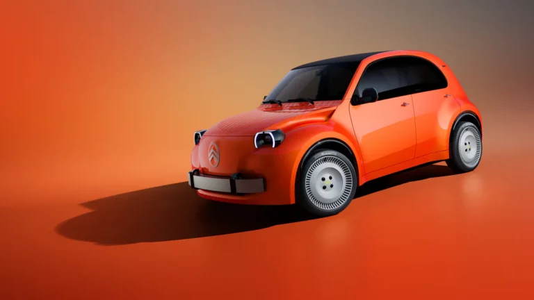Face avant audacieuse et projecteurs ronds de la Citroën 2 CV Concept.